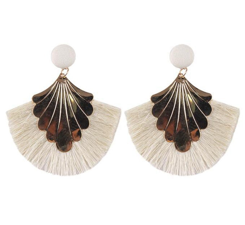 Boho Chic Fan Tassel Earrings: Vintage Statement Style | Ace of Craft