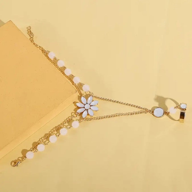 Beaded Flower Bracelet with Ring - Boho Chic Jewelry | Ace of Craft