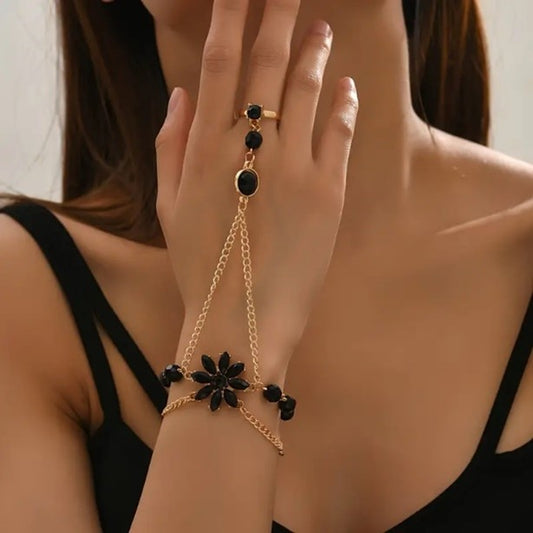 Beaded Flower Bracelet with Ring - Boho Chic Jewelry | Ace of Craft