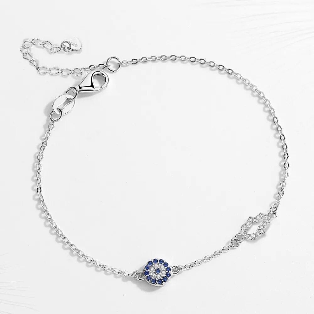 Evil Eye Hamsa Hand Bracelet: Protective Blue Stone Charm | Ace of Craft