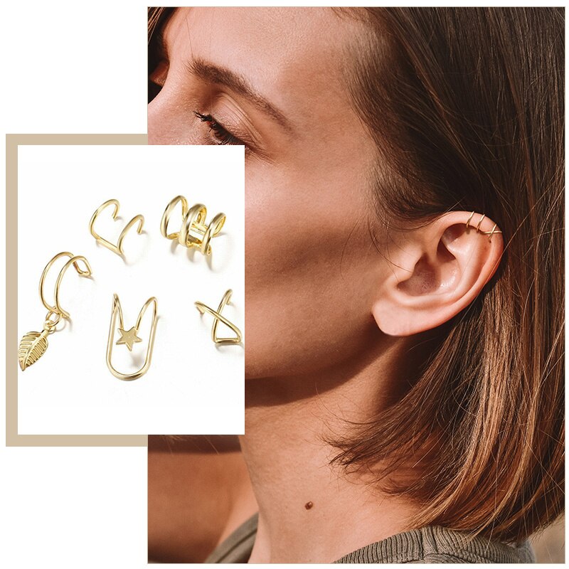 Effortless Elegance: Women's Non-Piercing Gold Ear Cuff Earrings | Ace of Craft