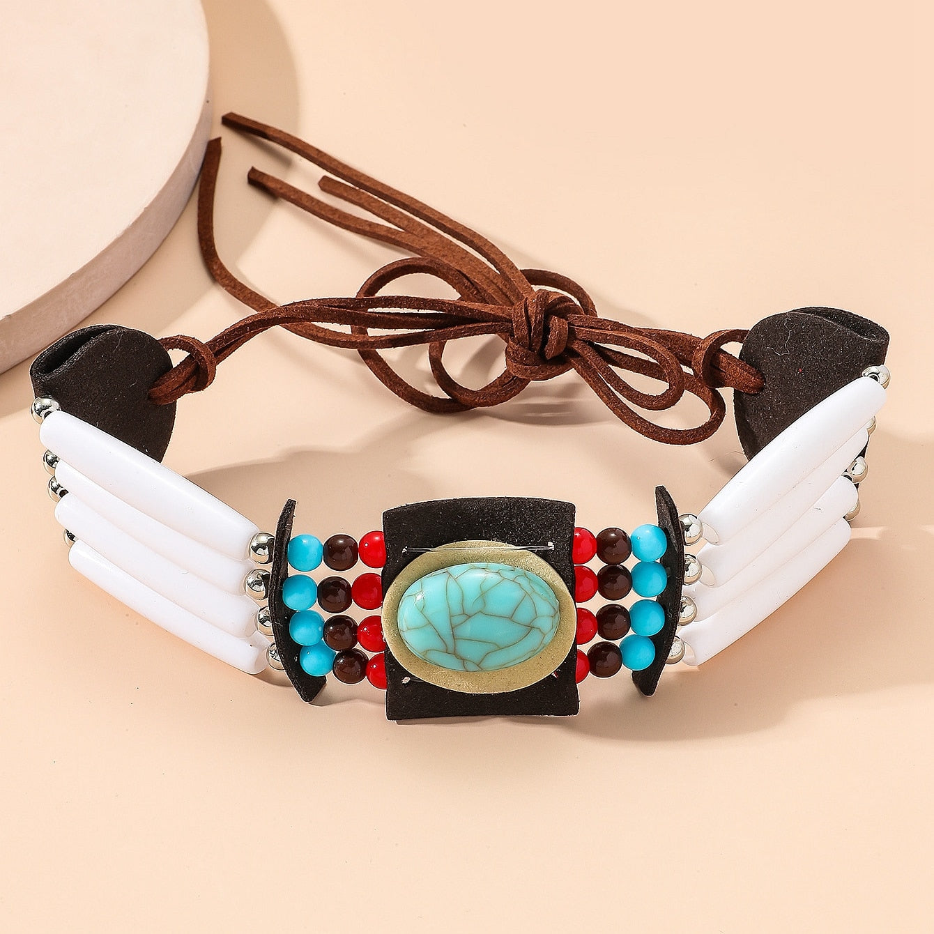 Turquoise Boho Choker: Ethnic Elegance | Ace of Craft