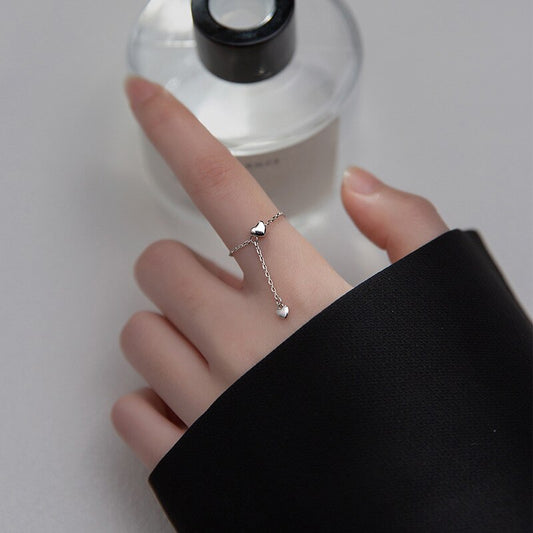 Silver Heart Chain Ring: Timeless Romantic Design | Ace of Craft