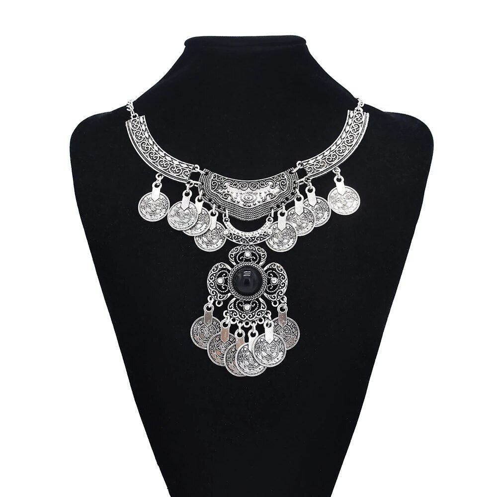 Turkish Boho Coin Tassel Necklace: Exquisite Ethnic Jewelry | Ace of Craft