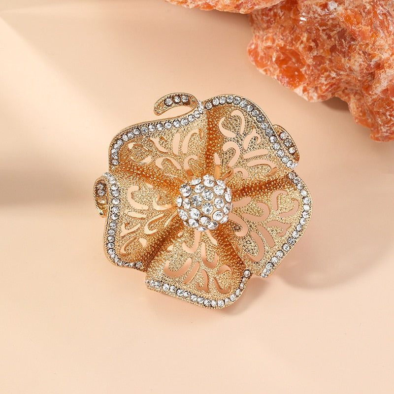Classic Flower Zircon Adjustable Ring | Ace of Craft
