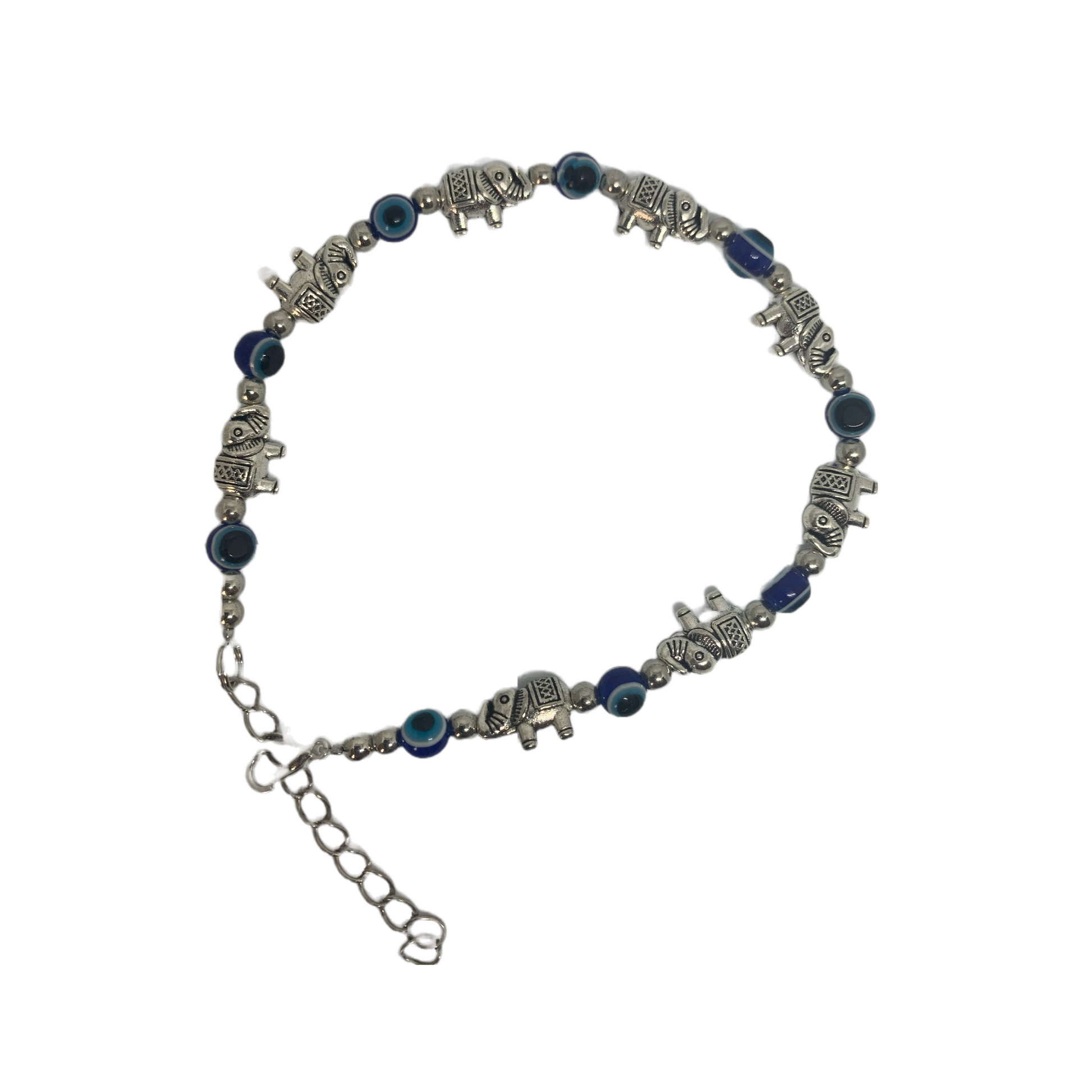 Evil Eye Anklet with Elephant Oxidized Charms : Ace of Craft