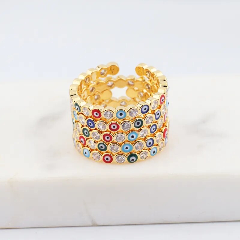 Celebrate Luck: Rainbow Eye Eternity Ring