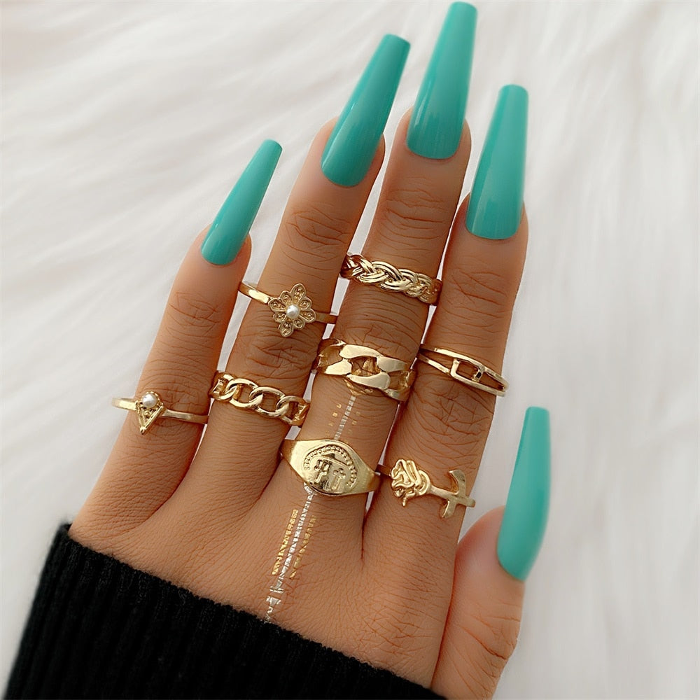 Bohemian Inspired Ring Set: Trendy Party Jewelry