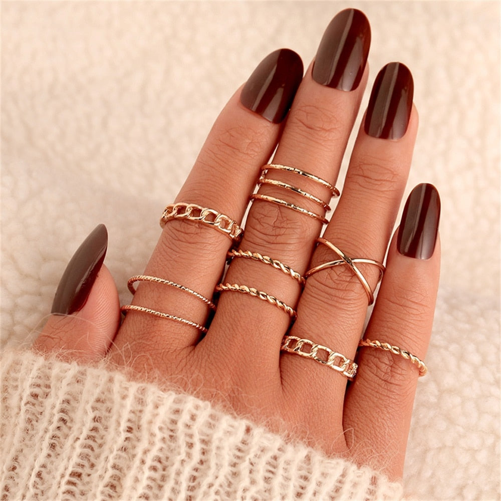 Bohemian Inspired Ring Set: Trendy Party Jewelry