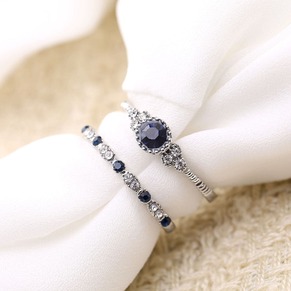 Crystal Zirconia Ring Duo for Women