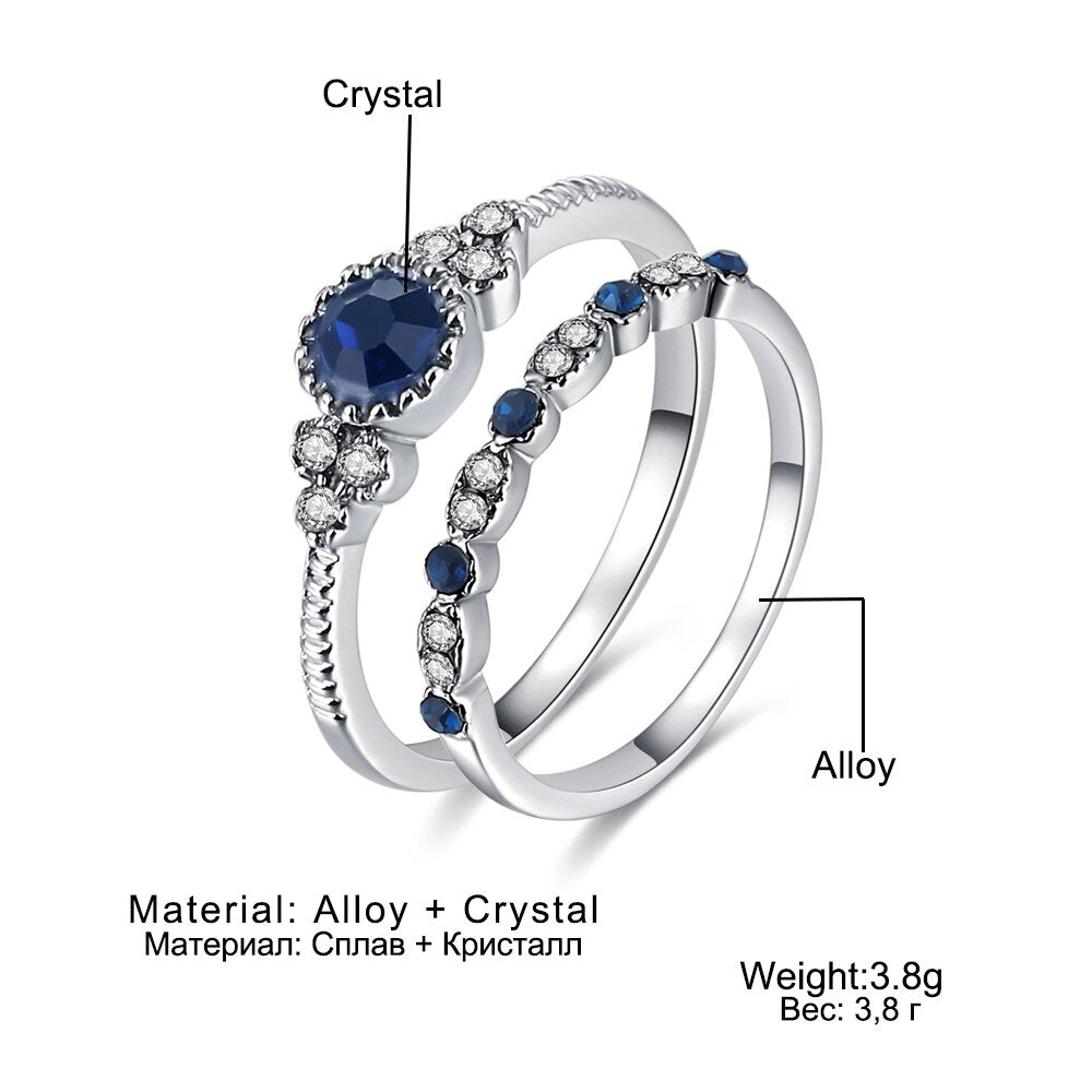 Crystal Zirconia Ring Duo for Women