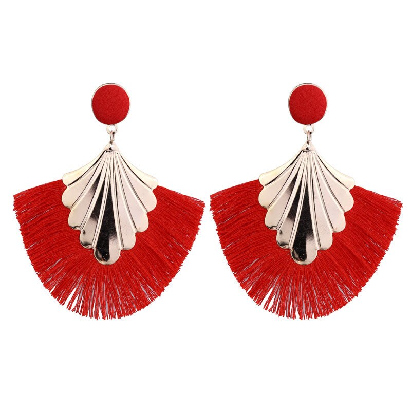 Boho Chic Fan Tassel Earrings: Vintage Statement Style