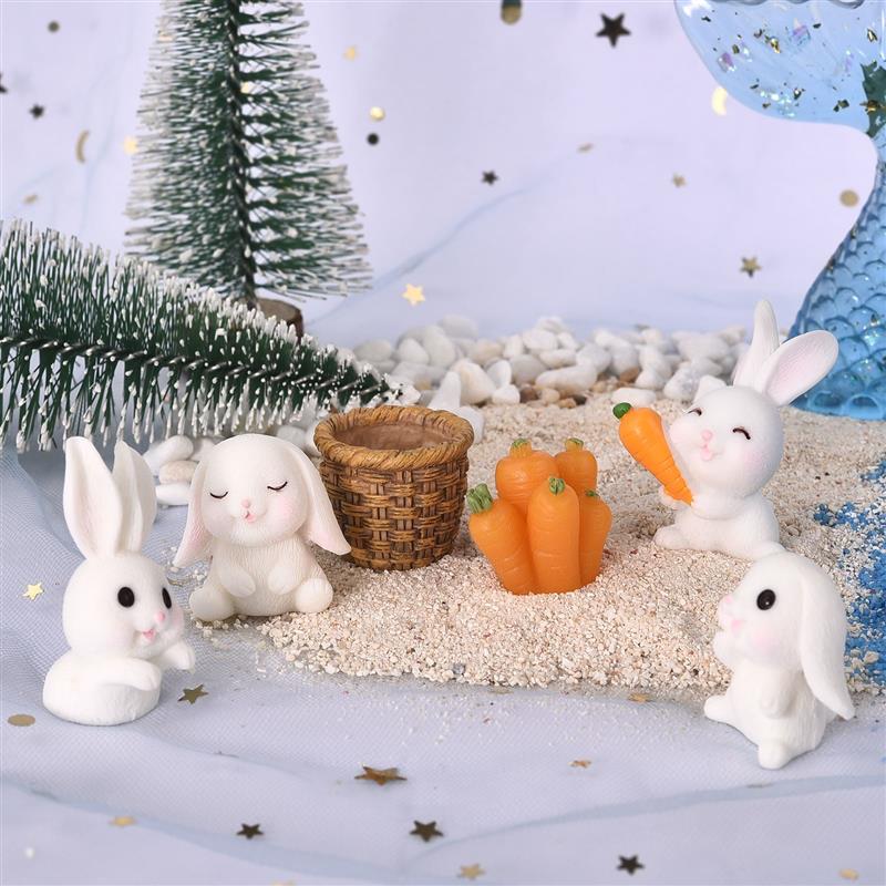 Lovely Rabbit Figurine Set | Miniature Fairy Garden Decoration