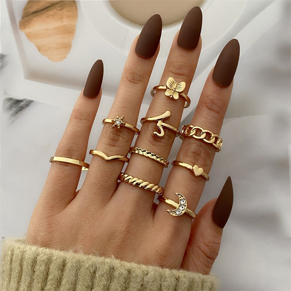 Bohemian Inspired Ring Set: Trendy Party Jewelry