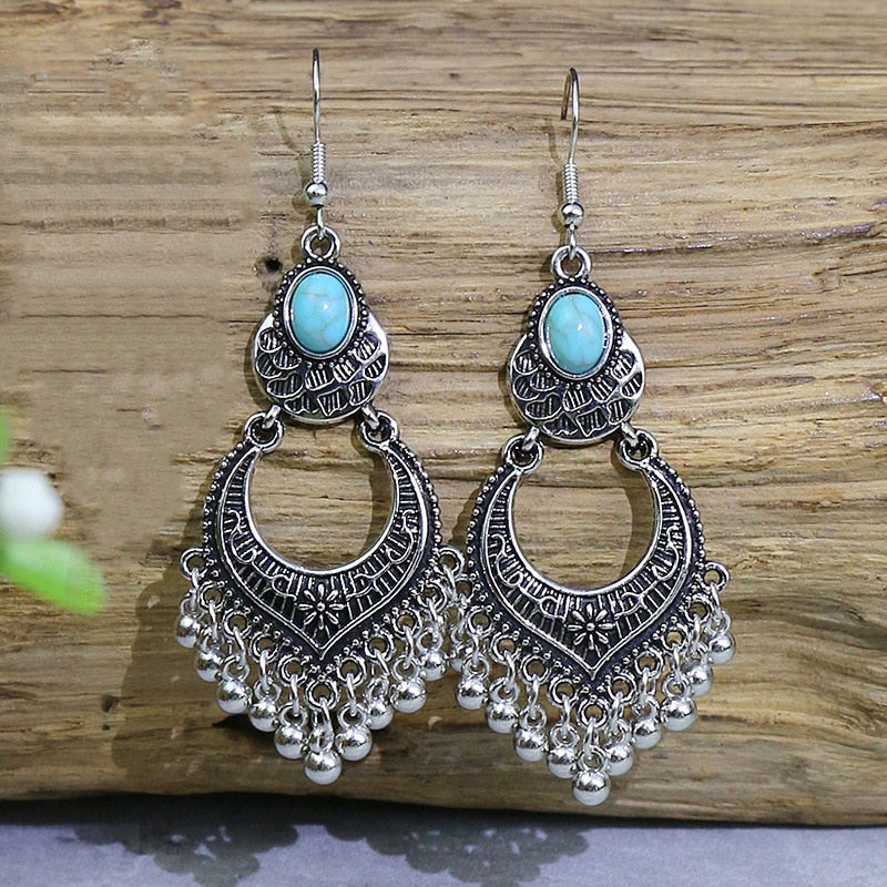 Bohemian Tassel Drop Earrings | Vintage Dangle Flower Earrings  | Ace of Craft