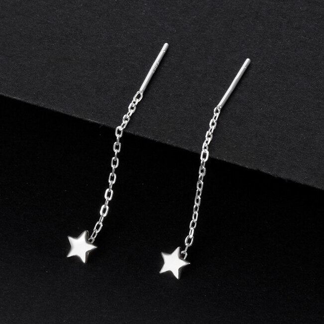 Sterling Silver Tassel Stud Earrings: Celestial Chic