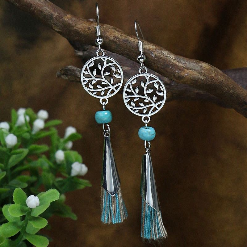 Bohemian Tassel Drop Earrings | Vintage Dangle Flower Earrings  | Ace of Craft