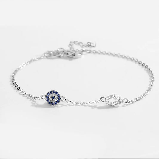 Evil Eye Hamsa Hand Bracelet: Protective Blue Stone Charm | Ace of Craft