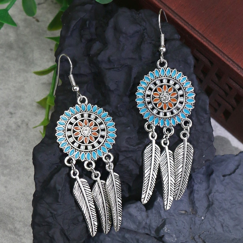 Bohemian Tassel Drop Earrings | Vintage Dangle Flower Earrings  | Ace of Craft