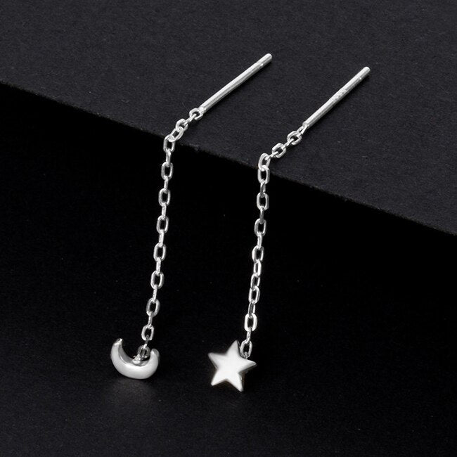 Sterling Silver Tassel Stud Earrings: Celestial Chic