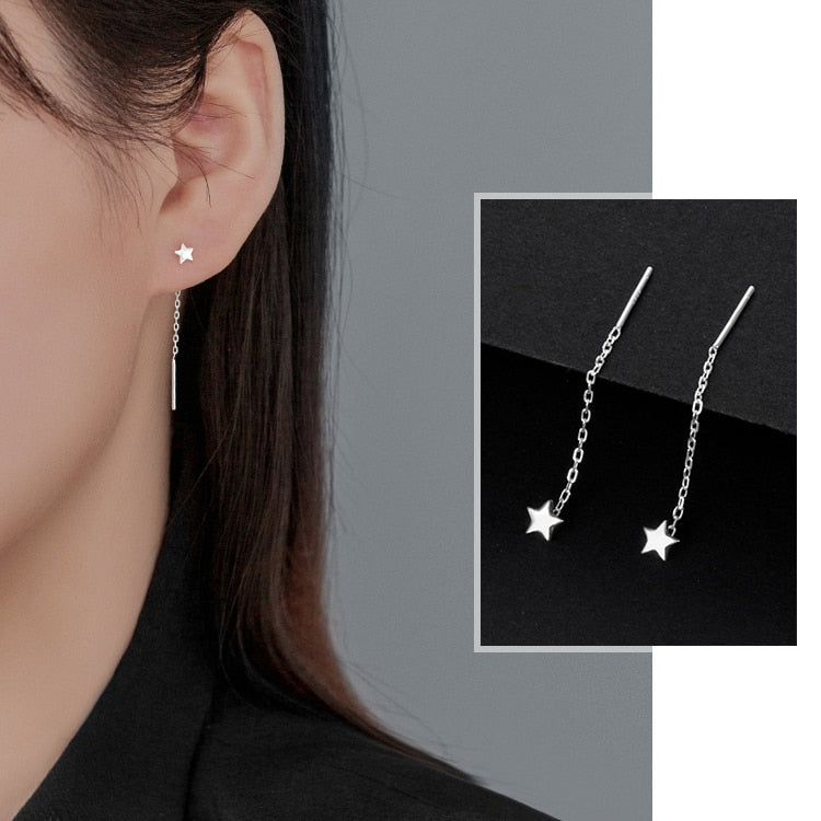 Sterling Silver Tassel Stud Earrings: Celestial Chic