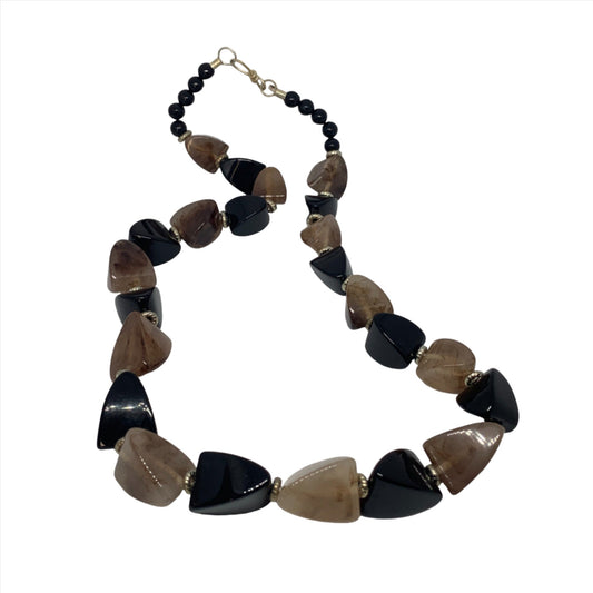 Bohemian Bliss: Brown & Black Bead Necklace for Beachy Vibes