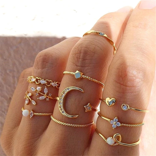 Bohemian Inspired Ring Set: Trendy Party Jewelry